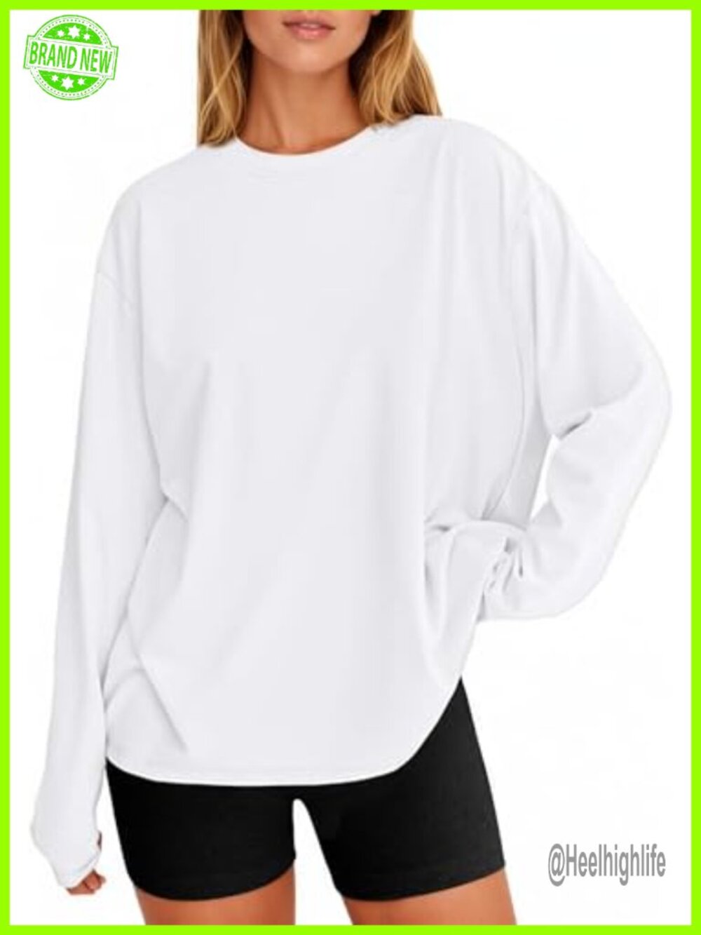 Oversized Long Sleeve Crew Neck Basic Tee Casual Relaxed Fit Top